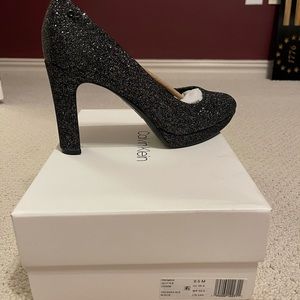 Calvin Klein Black Denim Glitter heel. Size 8.5